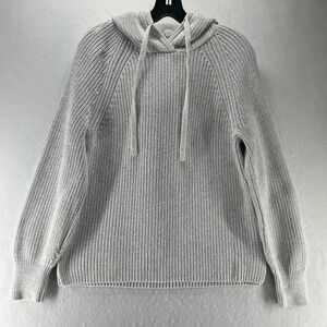 GAP Sweater Womens Sz Small Ribbed Hoodie Long Sleeve Pullover Cotton Ivory